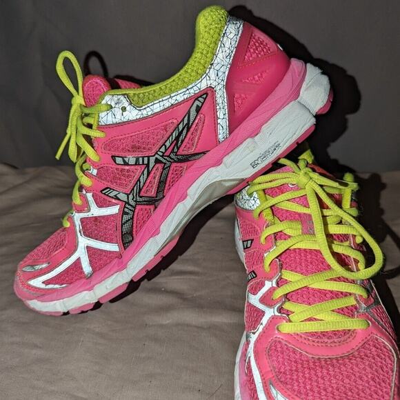 Asics shoes Womens 8.5 Pink Gel Kayano 21 Neon RunningT4N5N D6 Excellent Rare - Picture 4 of 10
